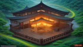 网络安全防护示意图，盾牌图标与数字网络背景